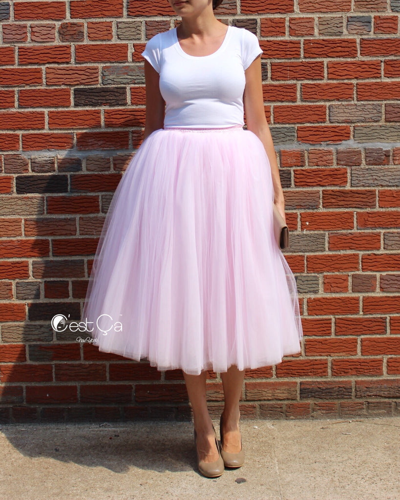 Clarisa Blush Pink Tulle Skirt Tea Length Cest Ça New York 9485