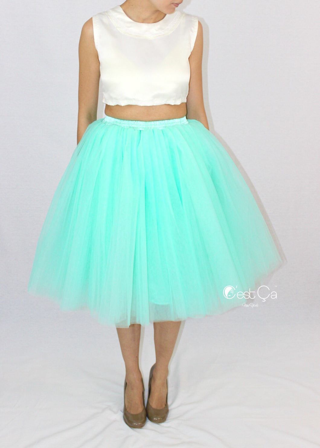 Clarisa Mint Green Tulle Skirt Midi Cest Ça New York 3633