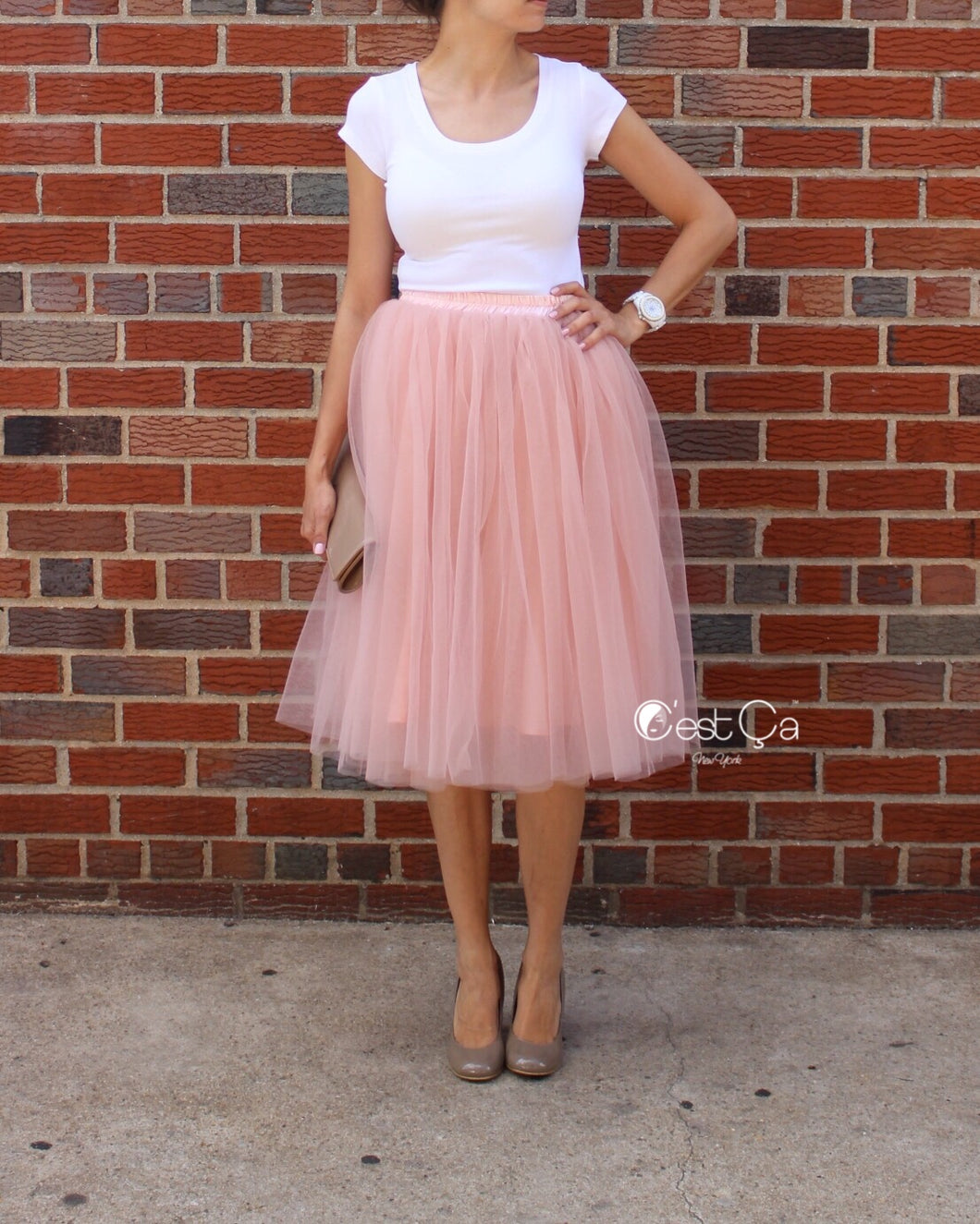 Colette Gray Pink Soft Tulle Skirt - Midi – C'est Ça New York