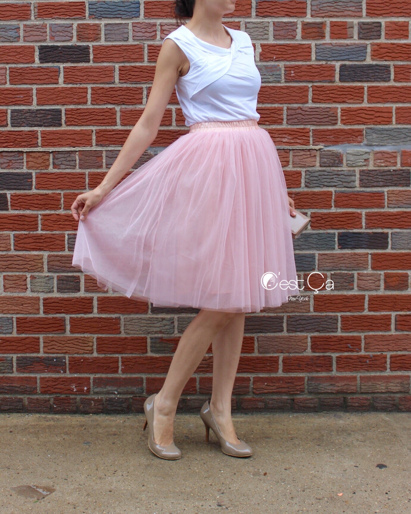 Corinne Gray Pink Soft Tulle Skirt - Midi – C'est Ça New York