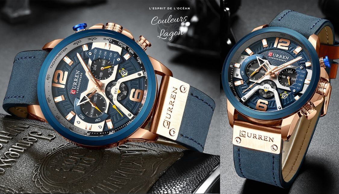 Montre Bracelet Chronographe BLEU LAGON - Couleurs Lagon