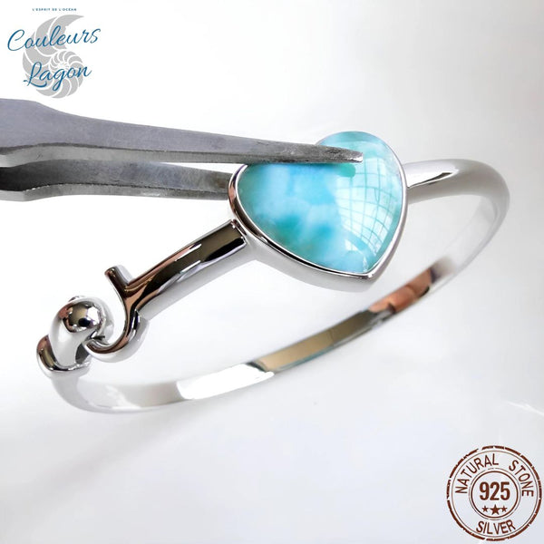 Couleurs Lagon - Bracelet Argent 925 et Larimar BLUE HEART