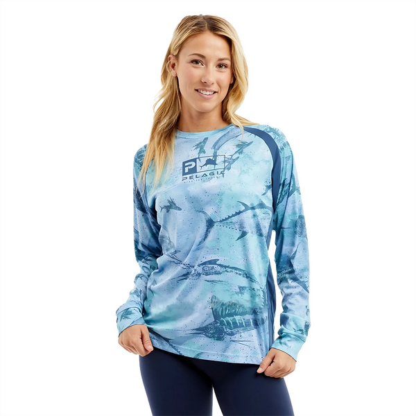 Couleurs Lagon - Chemise de Pêche Respirante Lycra Manches Longues UV50+ PELAGIC Performance Femmes - bleu pelagic