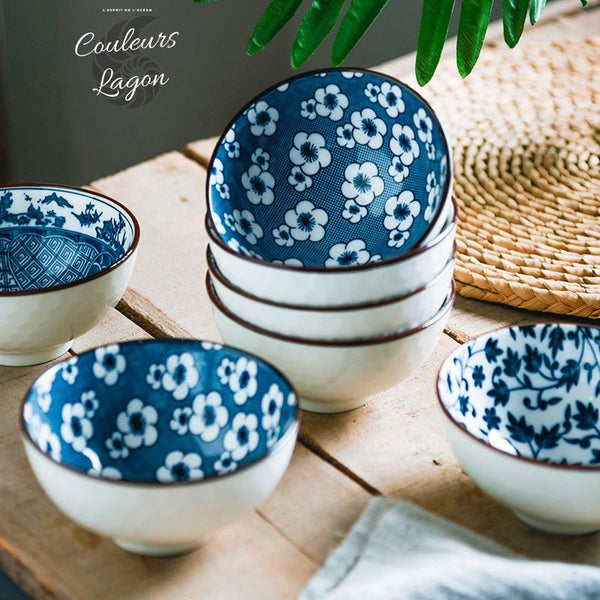 Bols en Porcelaine Céramique Japonaise Floral Bleu Outremer - bols à fleurs - Couleurs Lagon