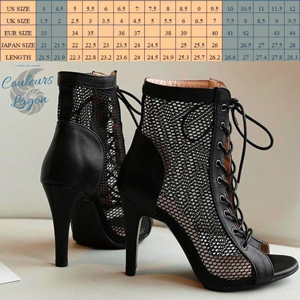 tailles - Chaussure Danse Bottine Latine Professionnelle Maille et Lacet - Couleurs Lagon