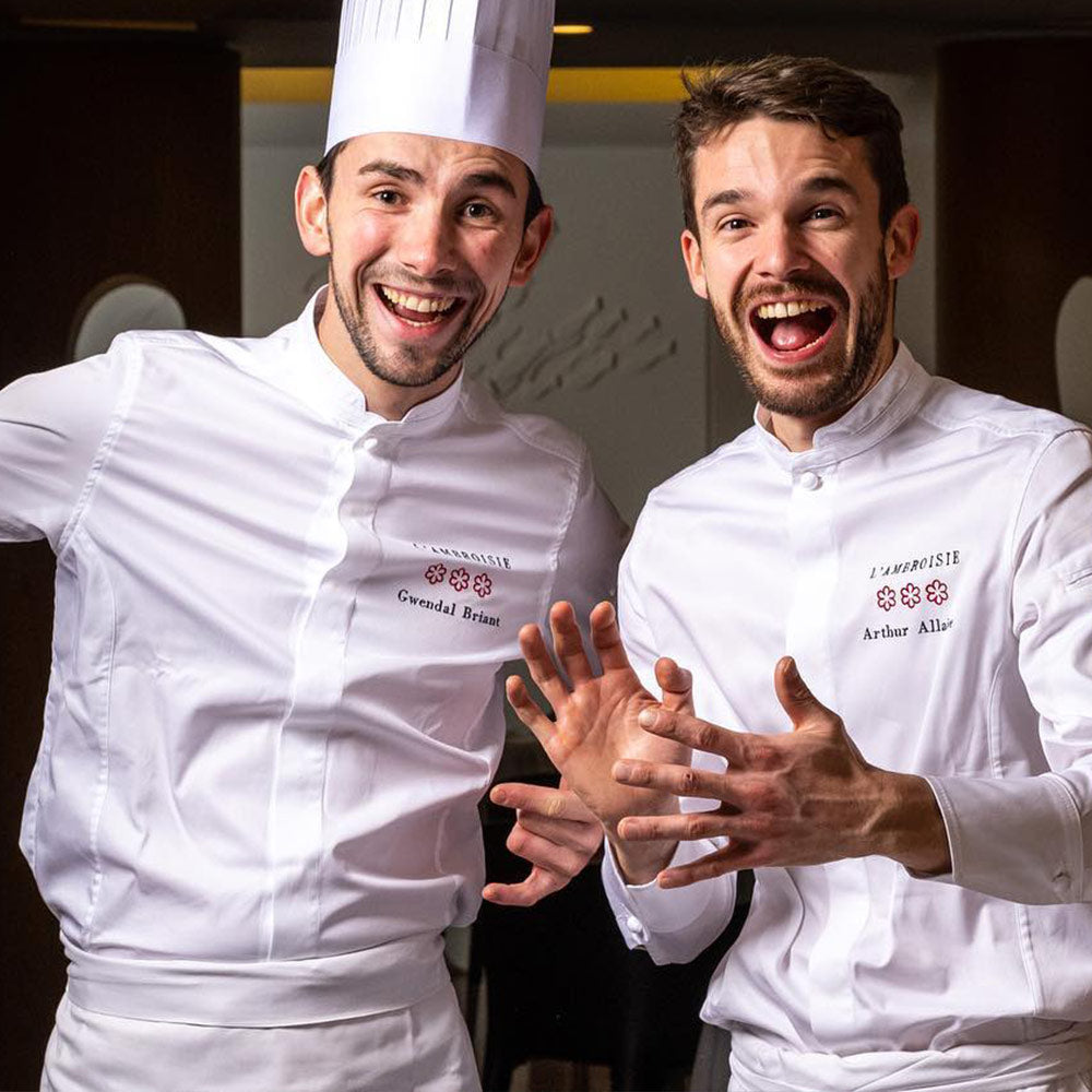 veste chef de cuisine rouge homme avec logo