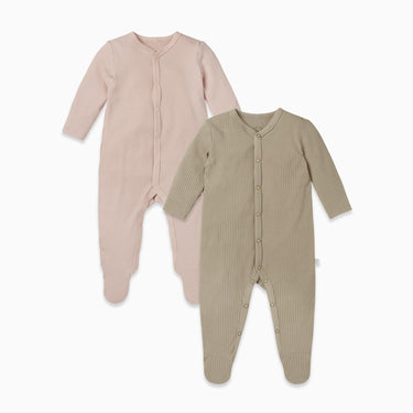 Ribbed Front Opening Sleepsuit 2 Pack | MORI EU