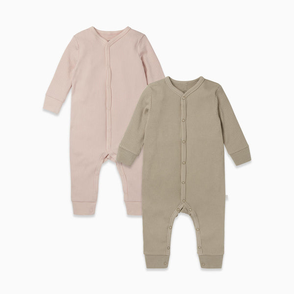Ribbed Front Opening Sleepsuit 2 Pack | MORI EU