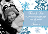 Elegant Snowflakes Personalised Folded Flat Christmas Thank You Photo Cards Family Child Kids ~ QUANTITY DISCOUNT AVAILABLE