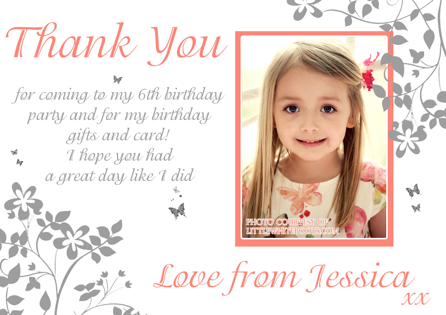 Photo Personalised Birthday Thank You Cards Printed Kids