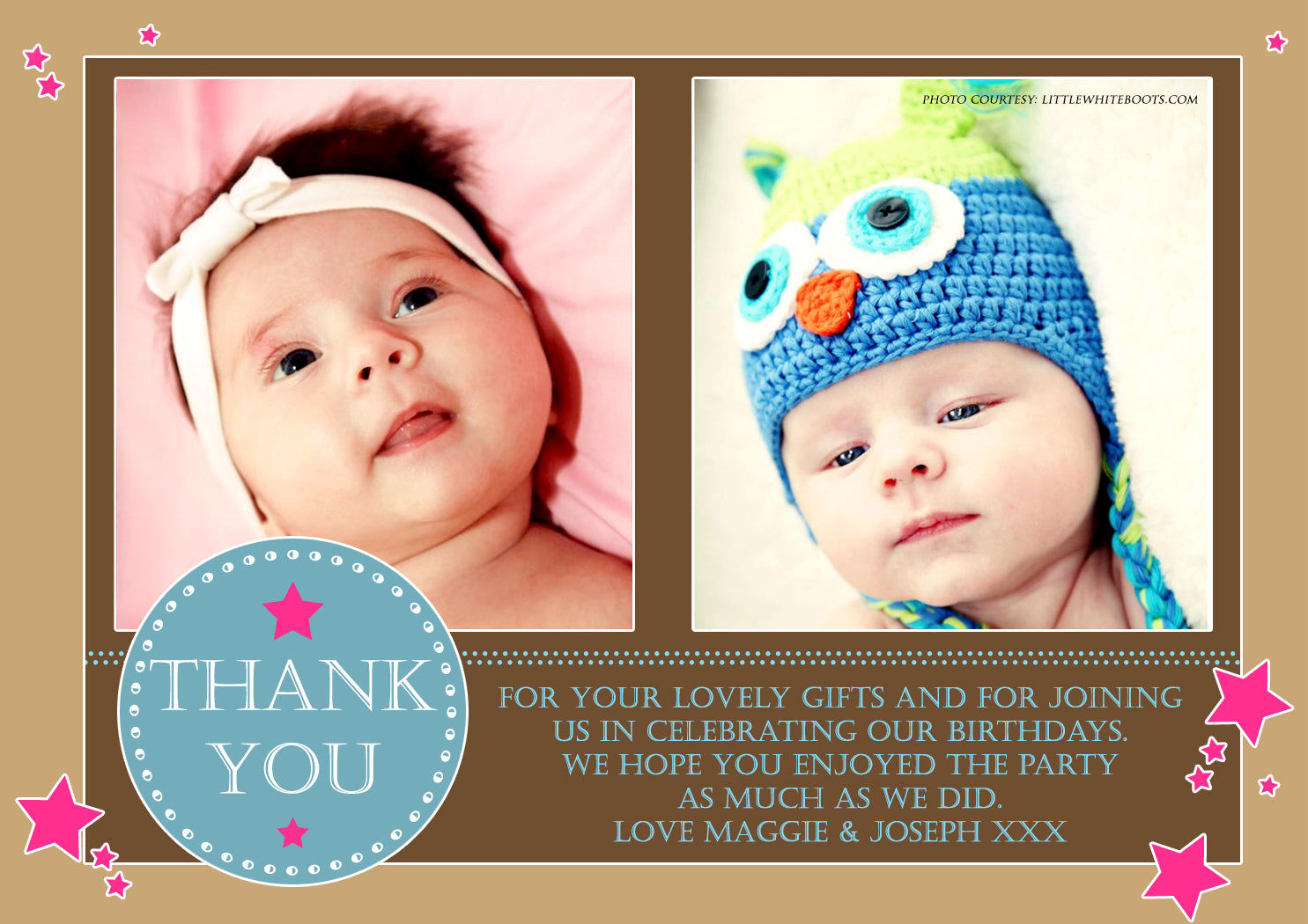 Modern Photo Personalised Birthday Thank You Cards Printed ...