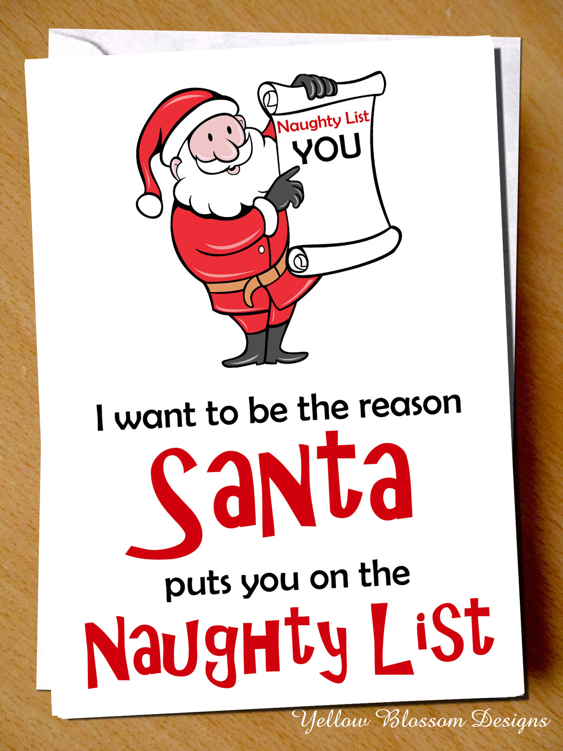 Santas Naughty List ~ Alternative Funny Christmas Card Yellowblossomdesignsltd 