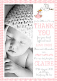 Baby Girl Boy Stork Adorable Cute New Born Birth Announcement Photo Cards Twin Personalised Bespoke ~ QUANTITY DISCOUNT AVAILABLE
