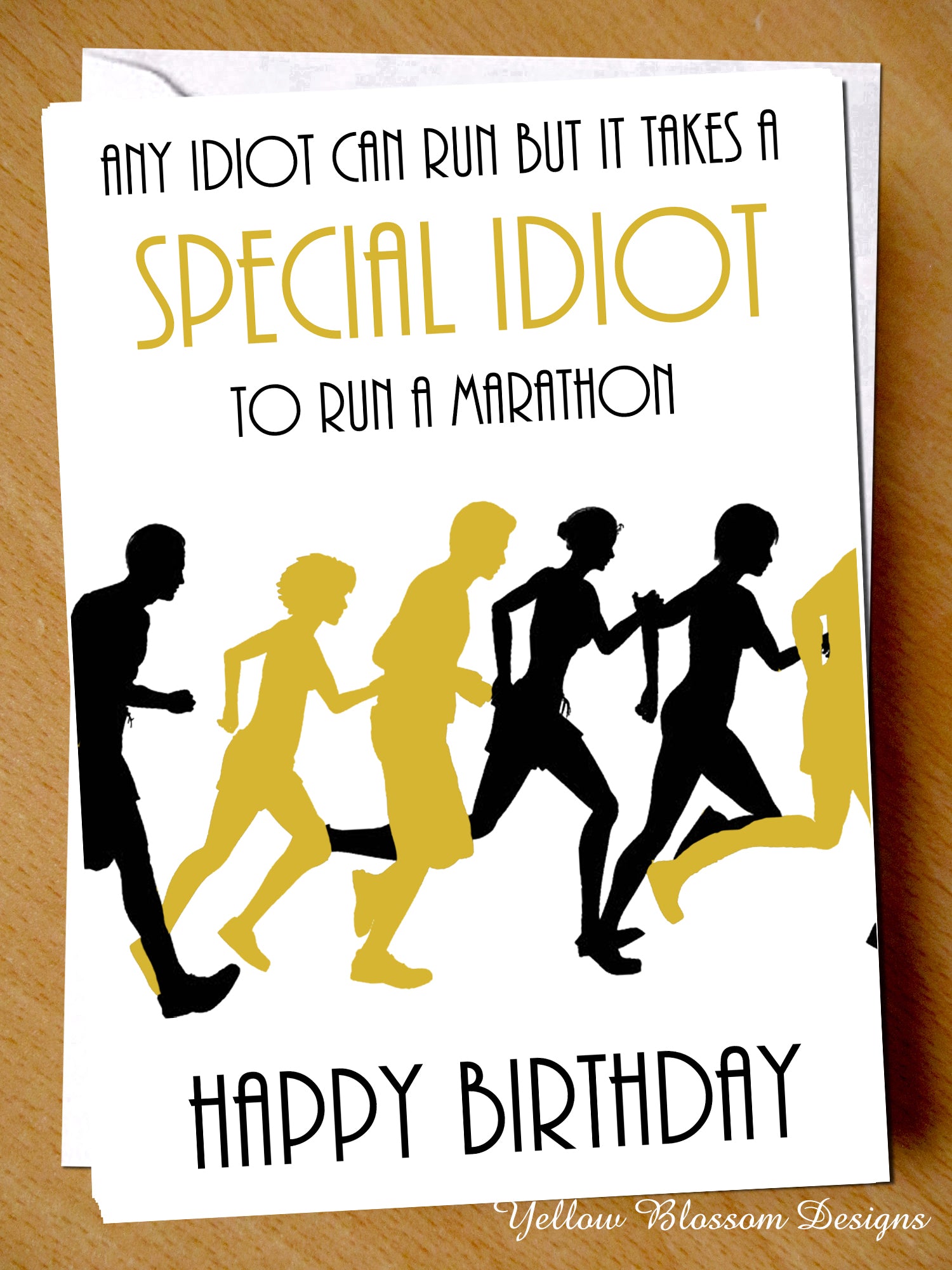 Funny Birthday Card Running Runner Special Idiot 