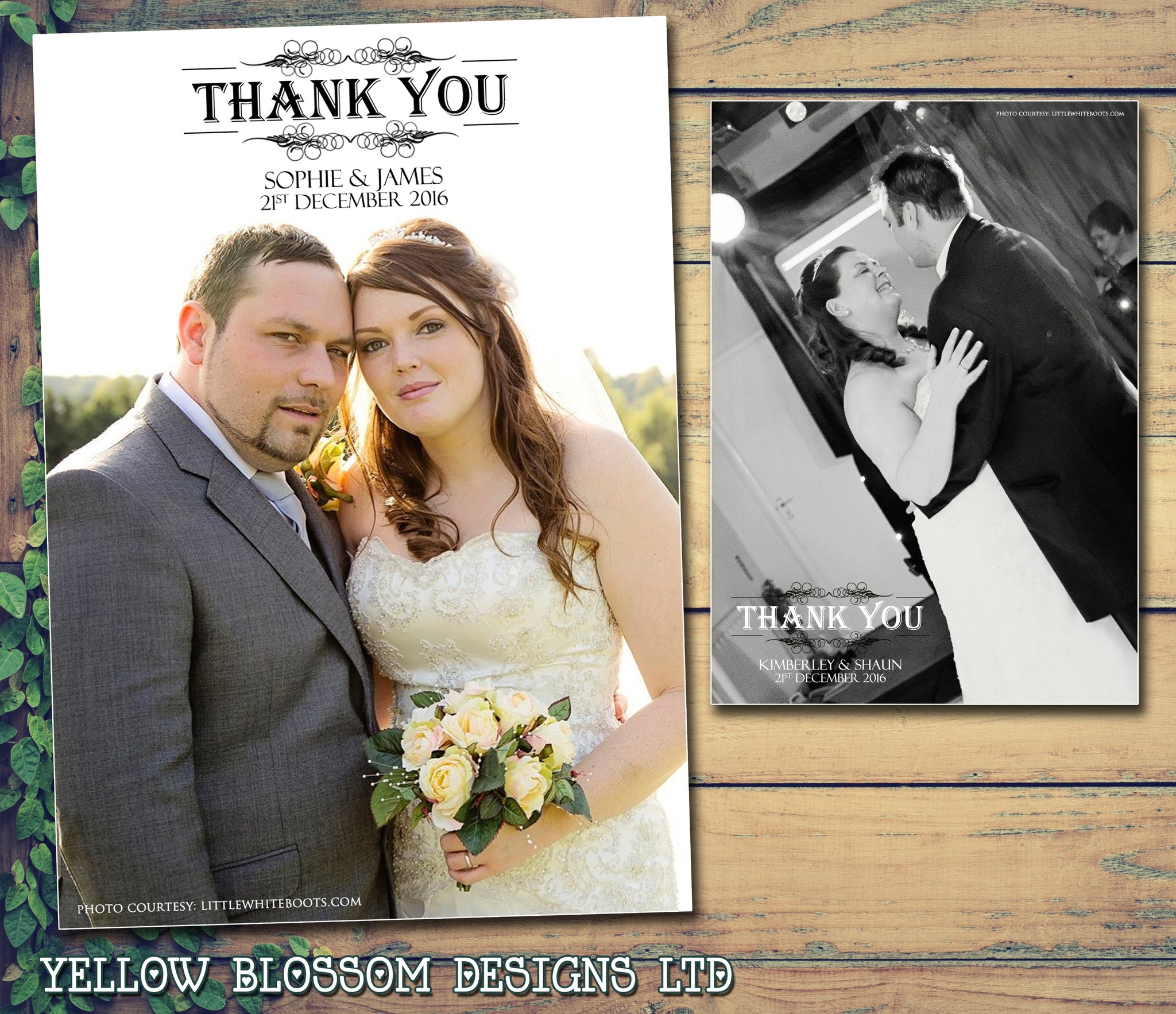 Elegant Full Photo Thanks Notes Personalised Wedding Thank You Cards