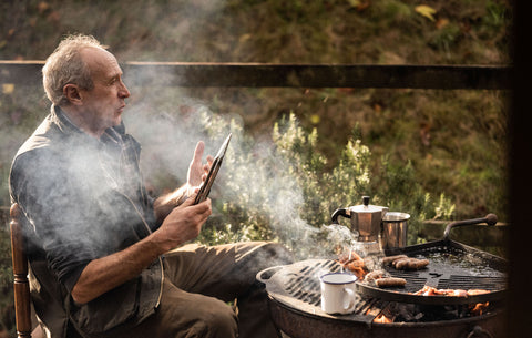 Peter Greigg BBQing at Pipers Farm