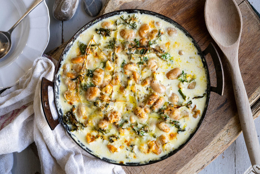 Smoked Haddock, Kale & Butterbean Gratin | Pipers Farm Good Friday Sustainable Fish Seafood Recipe