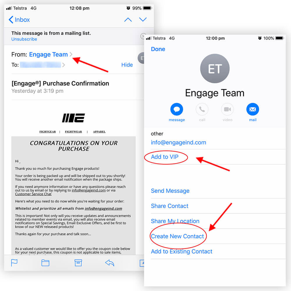 Engage Whitelist Instructions iPhone, iPad, Mobile