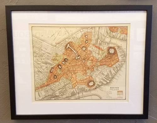 Economy/Non-Archival Framed Map: Black Frame with Matting