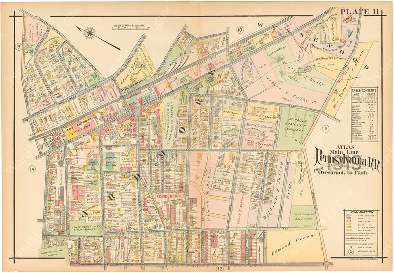 Main Line Properties Overbrook To Paoli Pennsylvania 19 Plate 011 Wardmapsgifts By Wardmaps Llc