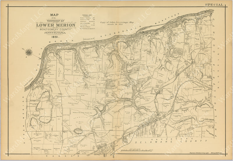 Map Of Lower Merion Township Lower Merion Township, Pennsylvania In 1851 (Published 1920) – Wardmaps Llc