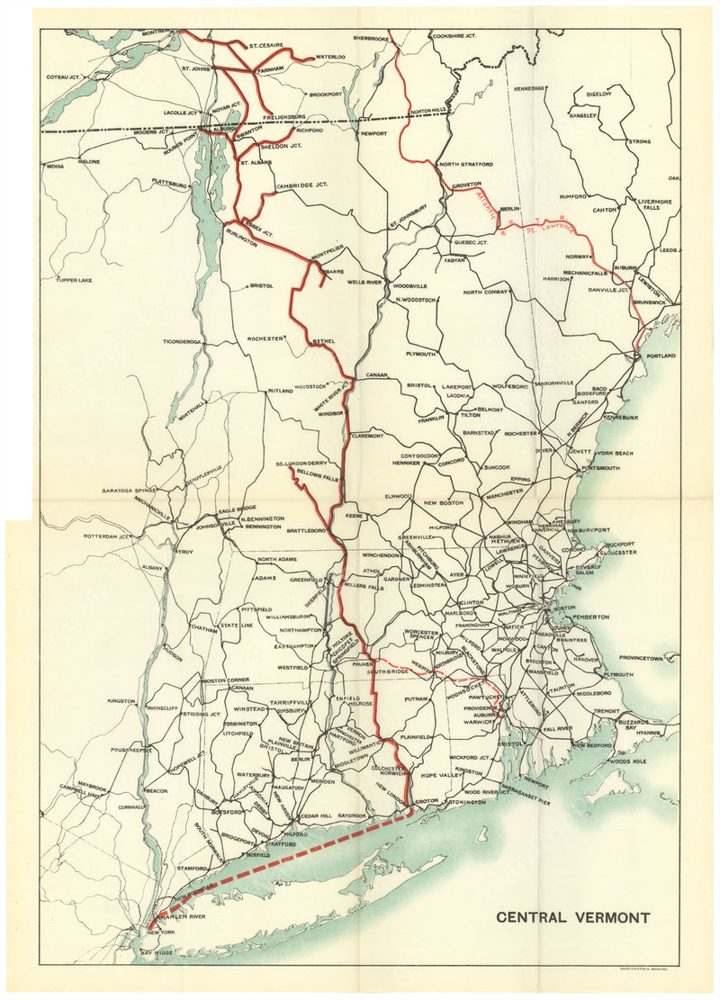 Central Vermont Railroad Map Central Vermont Railroad System Map 1923 – Wardmaps Llc