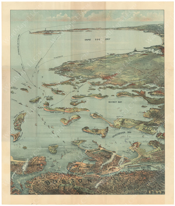 Boston Harbor and Cape Cod Bay Circa 1900