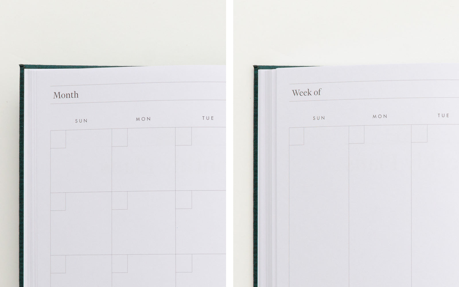 Undated monthly and weekly plans