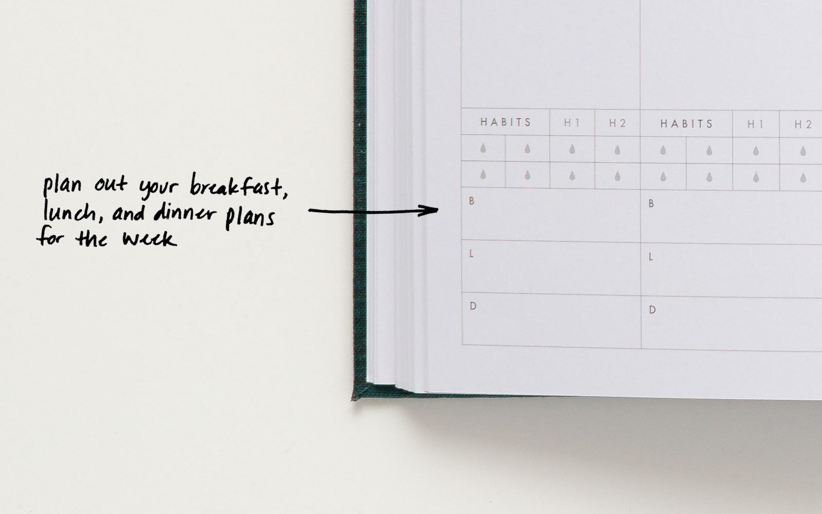 Plan our your breakfast, lunch, and dinner plans for the week