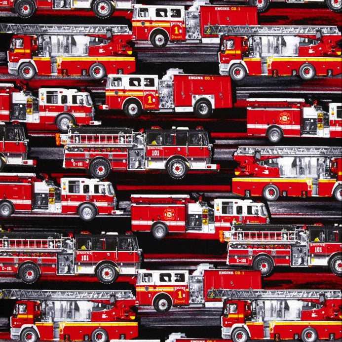 Firefighters Rock Fire Trucks Red Quilt Kit Shop