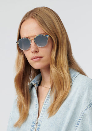 DANTE | Milano to Crystal 24K Mirrored Handcrafted, luxury blue acetate KREWE sunglasses womens model