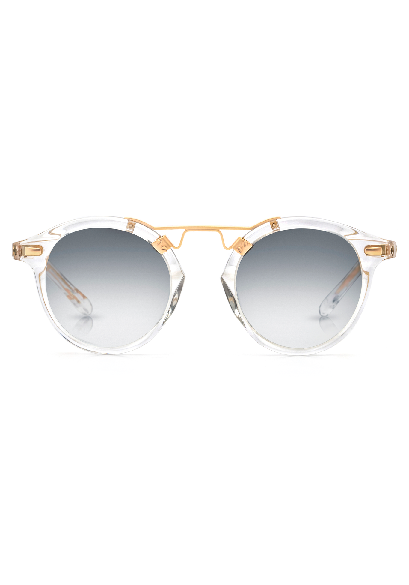 KREWE ST. LOUIS MIRRORED - Crystal 24K - Double Metal Bridge - Men/Women Round Sunglasses - 46