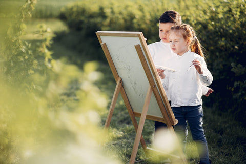 Kids painting in the field - Kids paint by numbers - Canvas by Numbers