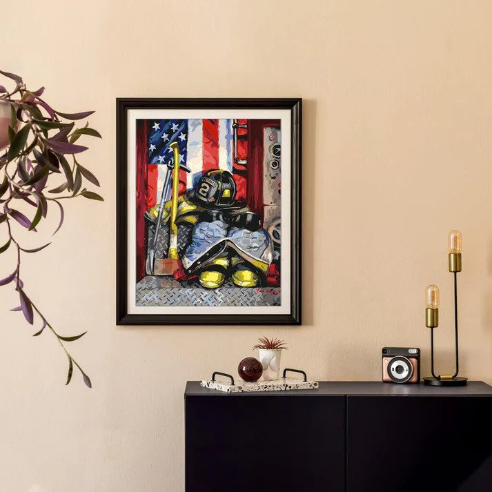 firefighter paint by numbers wall art