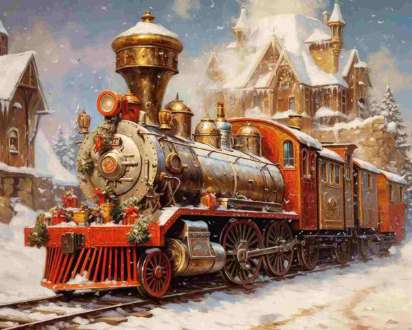 Painting by diamonds a christmas train