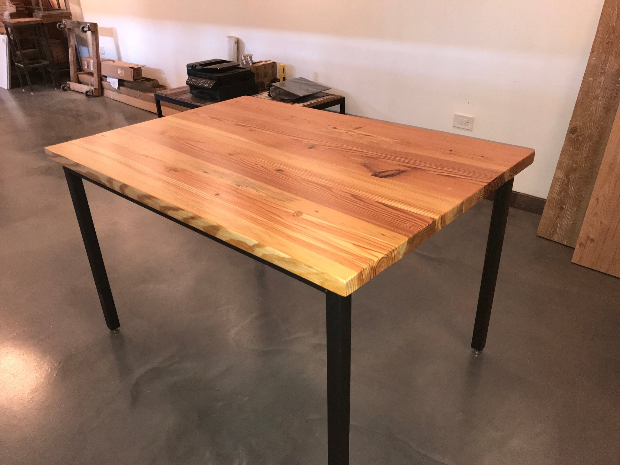 large square wooden kitchen table