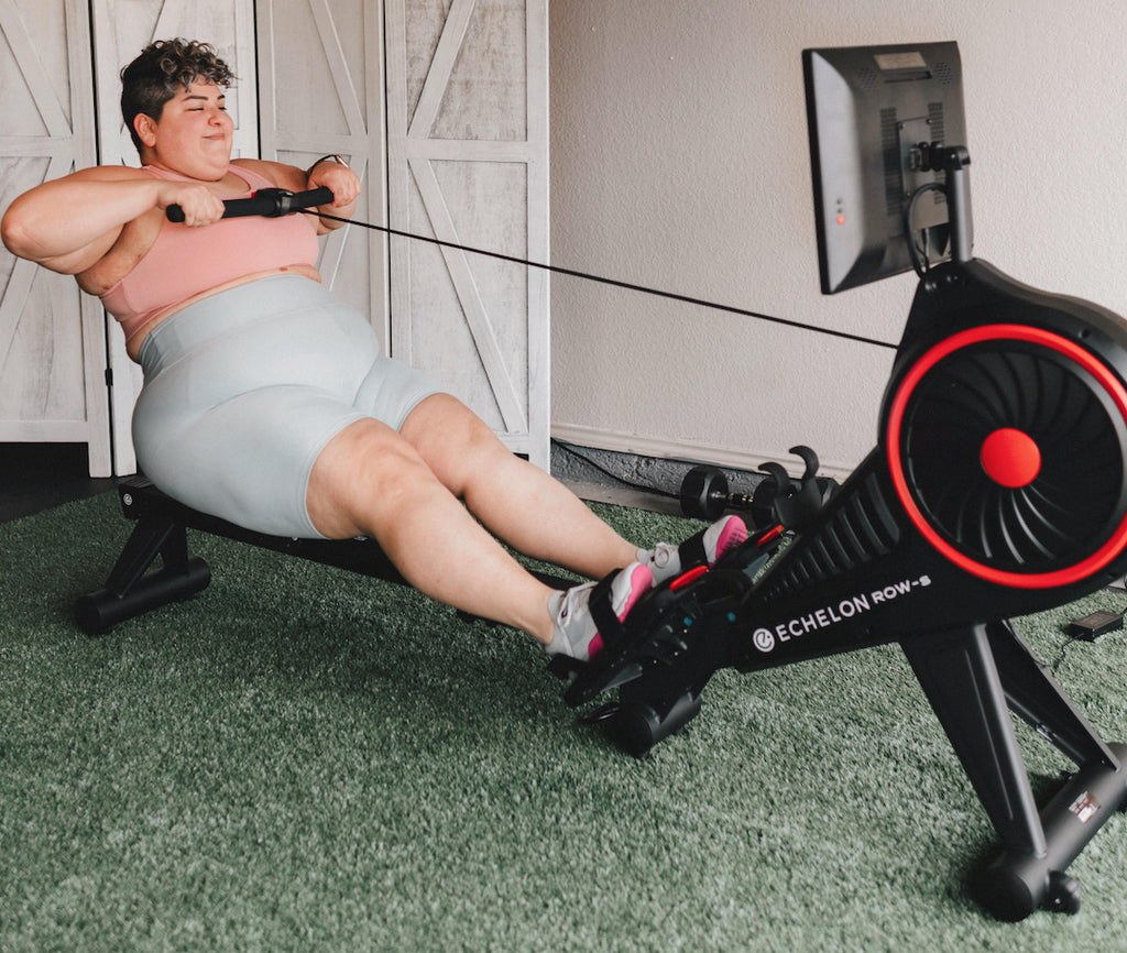 Meg Boggs rowing on the Echelon Row-s