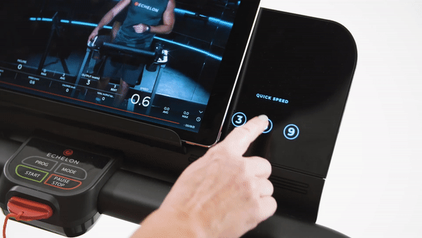 Echelon Instructor Nicole demonstrating how to use the Quick Speed levels on the Echelon Stride.
