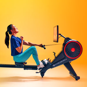 Woman exercising on Echelon Connected Rowing Machine