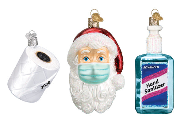 2020 Toilet Paper, Masked Santa and Hand Sanitizer Ornament 
