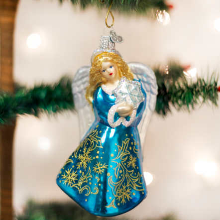 Glistening snowflake angel ornament 