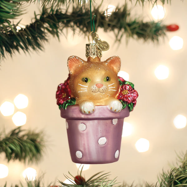 Kitten In Flower Pot Ornament