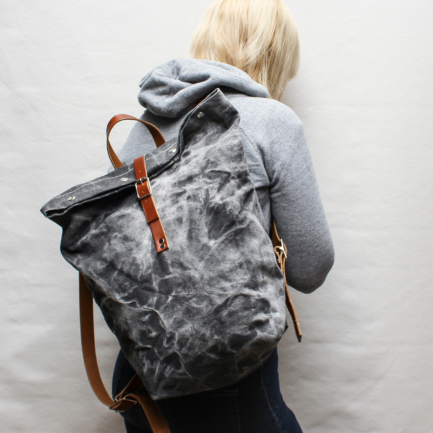 Black Marble Large Backpack