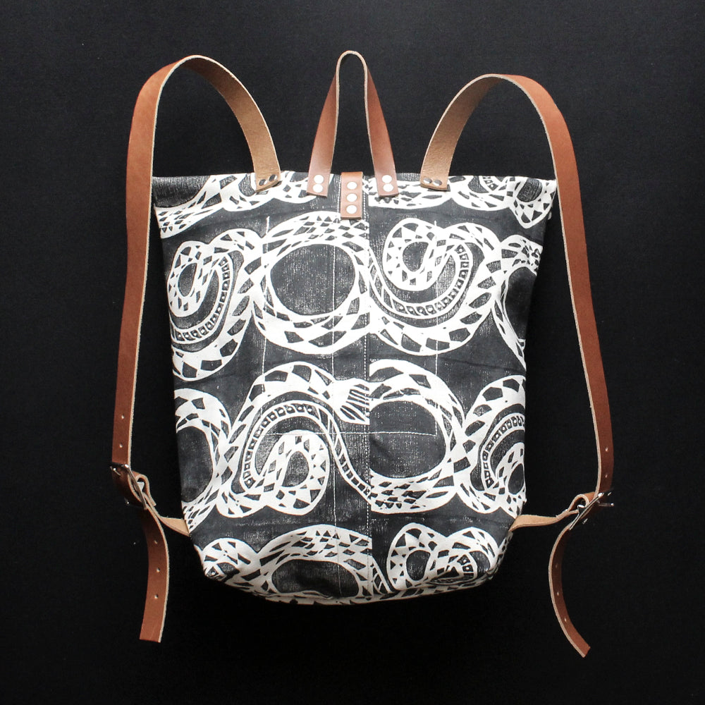 Snake Block Print Large Backpack