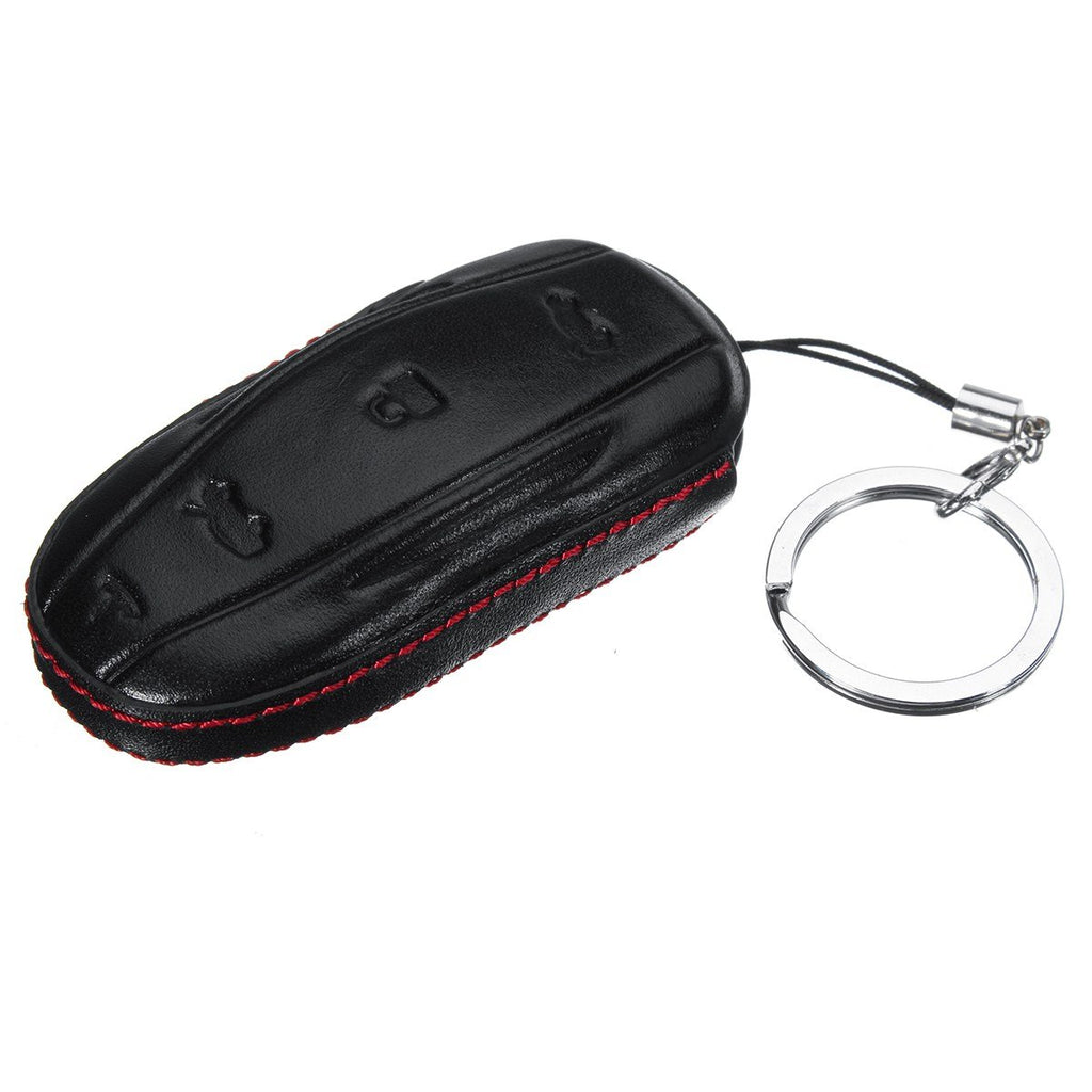 Handmade Leather Car Key Fob Remote Case Cover Glove With Keychain For Tesla Model S