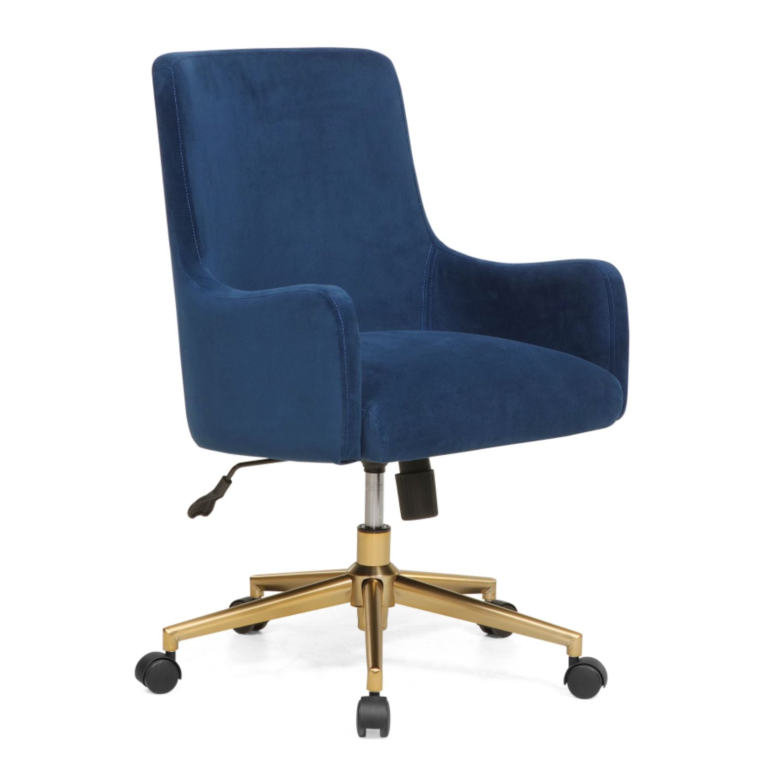 blue and gold swivel chair