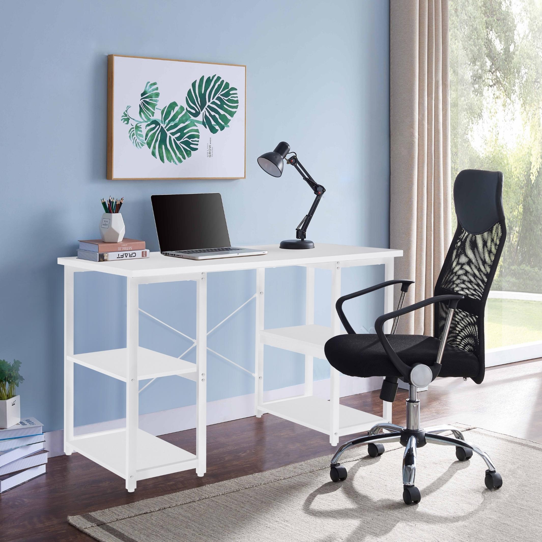 computer desk with shelves white