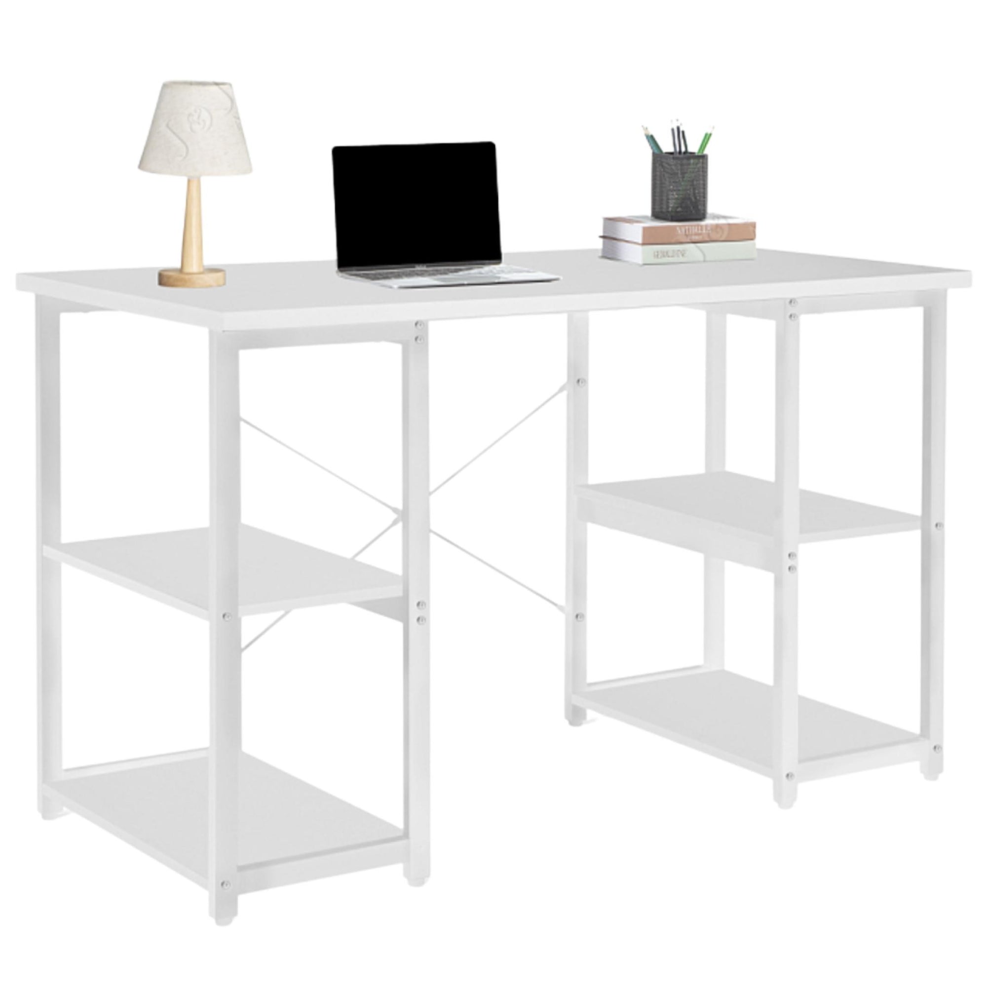 computer desk with shelves white