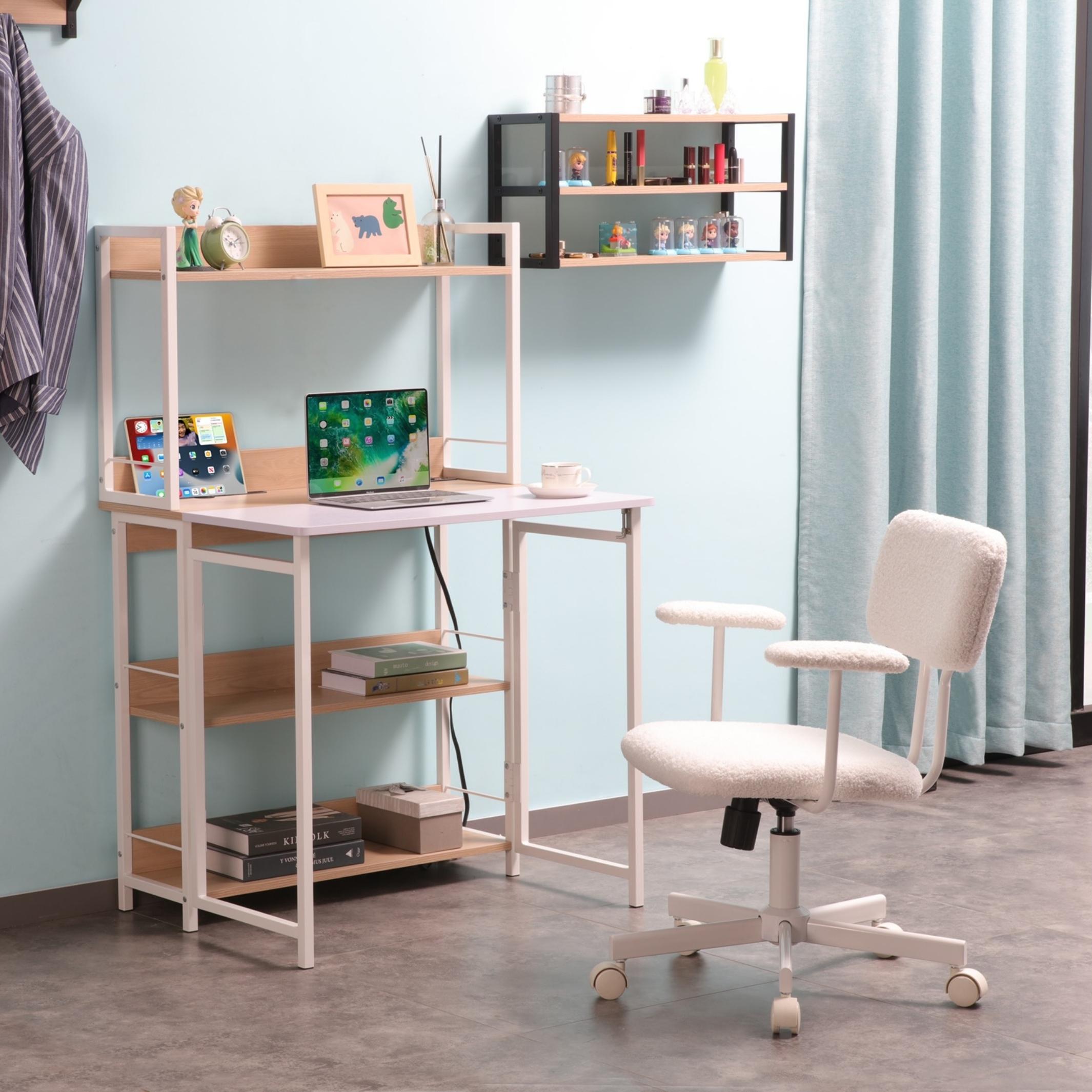 bookshelf and computer desk