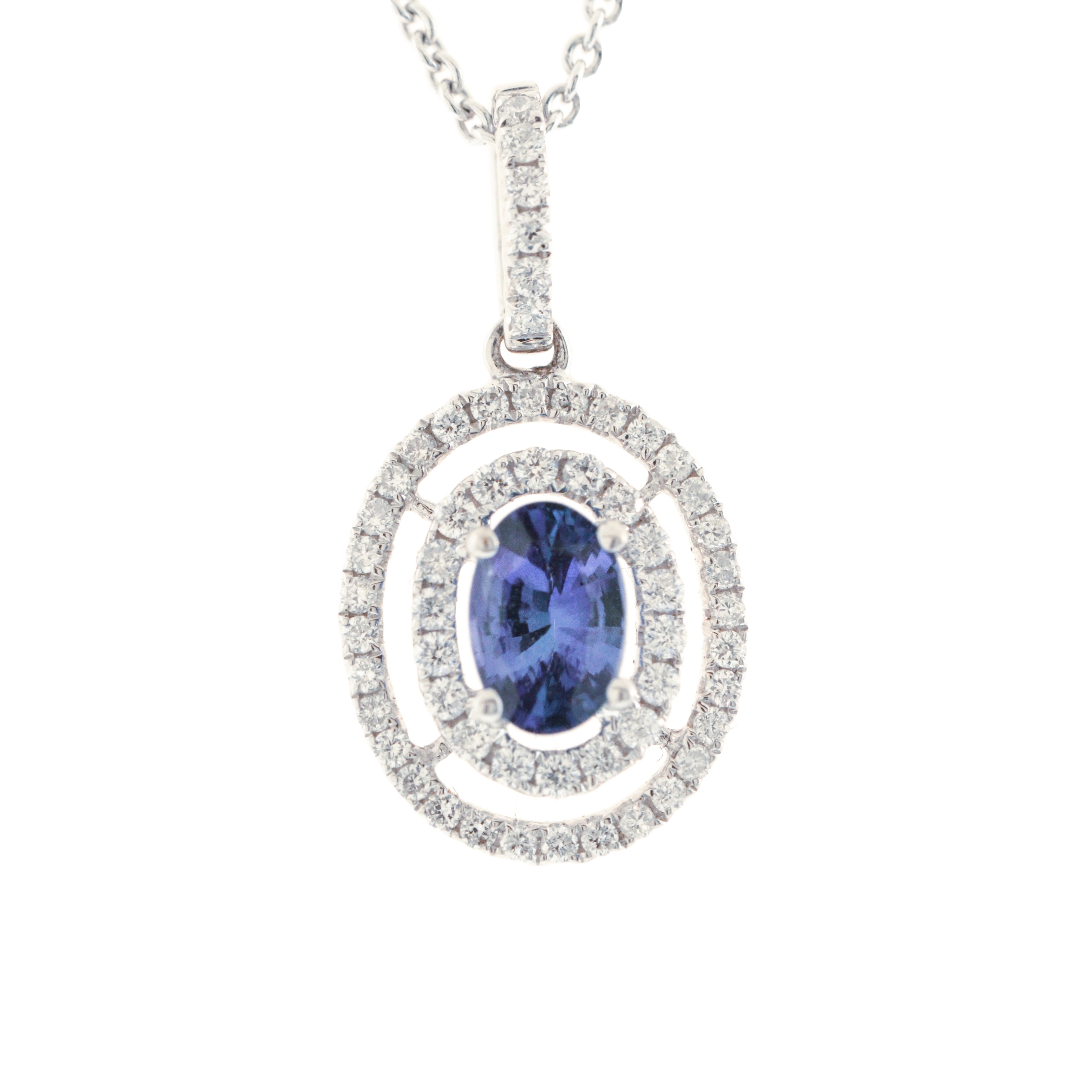 Blue Sapphire and Diamonds Pendant